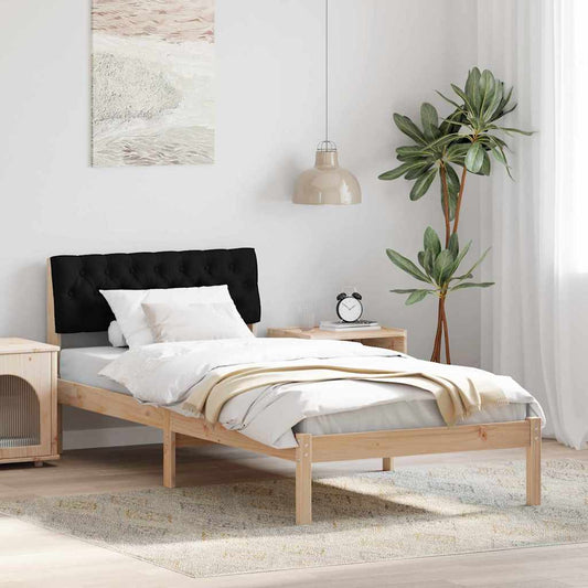 vidaXL Σκελετός Κρεβατιού Καφέ και μαύρο 90 x 200 cm Μασίφ ξύλο πεύκου