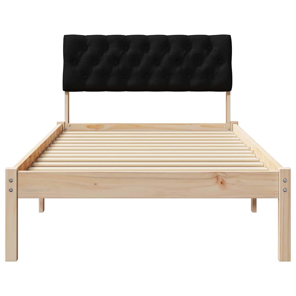 vidaXL Σκελετός Κρεβατιού Καφέ και μαύρο 90 x 200 cm Μασίφ ξύλο πεύκου