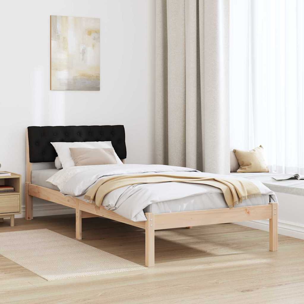 vidaXL Σκελετός Κρεβατιού Καφέ και μαύρο 90 x 190 cm Μασίφ ξύλο πεύκου
