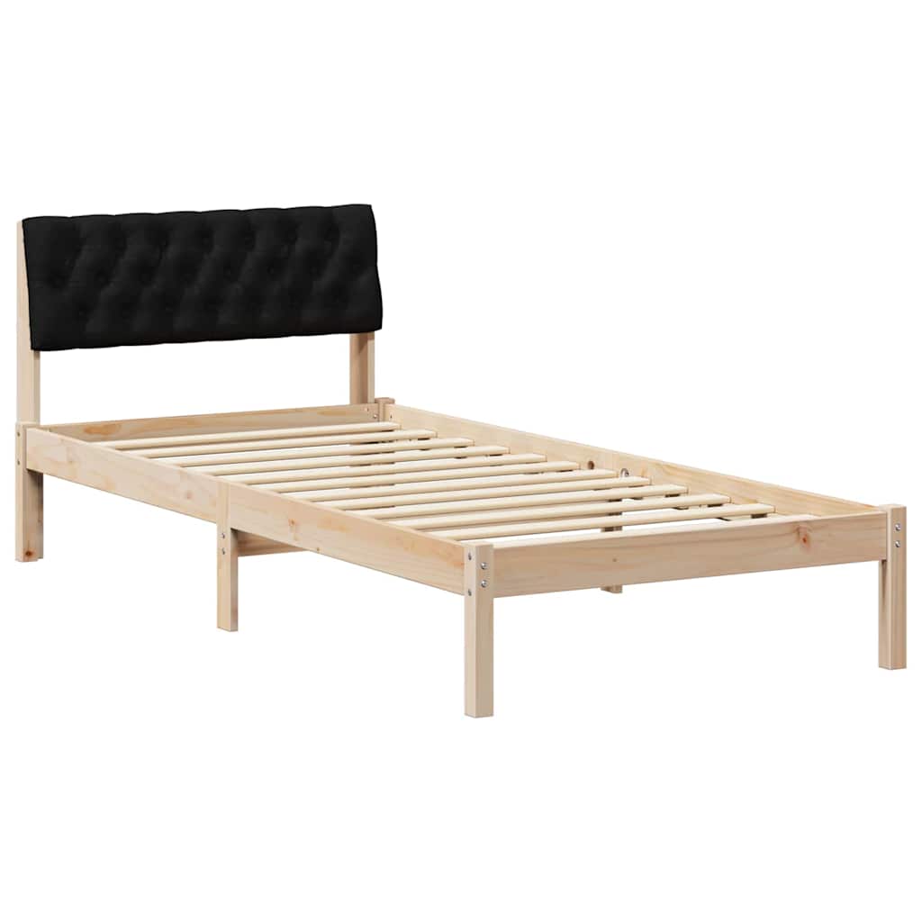 vidaXL Σκελετός Κρεβατιού Καφέ και μαύρο 90 x 190 cm Μασίφ ξύλο πεύκου