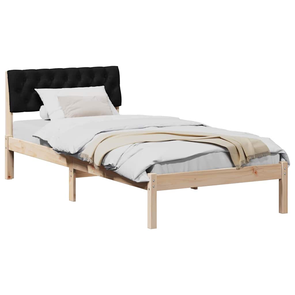 vidaXL Σκελετός Κρεβατιού Καφέ και μαύρο 90 x 190 cm Μασίφ ξύλο πεύκου