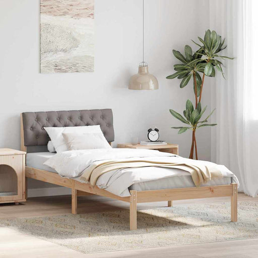 vidaXL Σκελετός Κρεβατιού Καφέ και ταμπά 90 x 190 cm Μασίφ ξύλο πεύκου