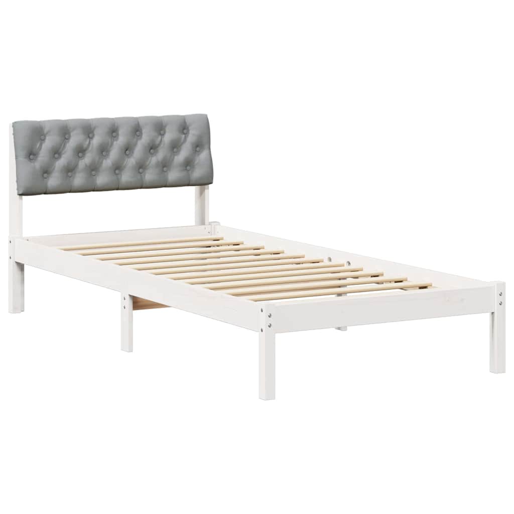 vidaXL Σκελετός Κρεβατιού Λευκό και ανοιχτό γκρι 90 x 190 cm