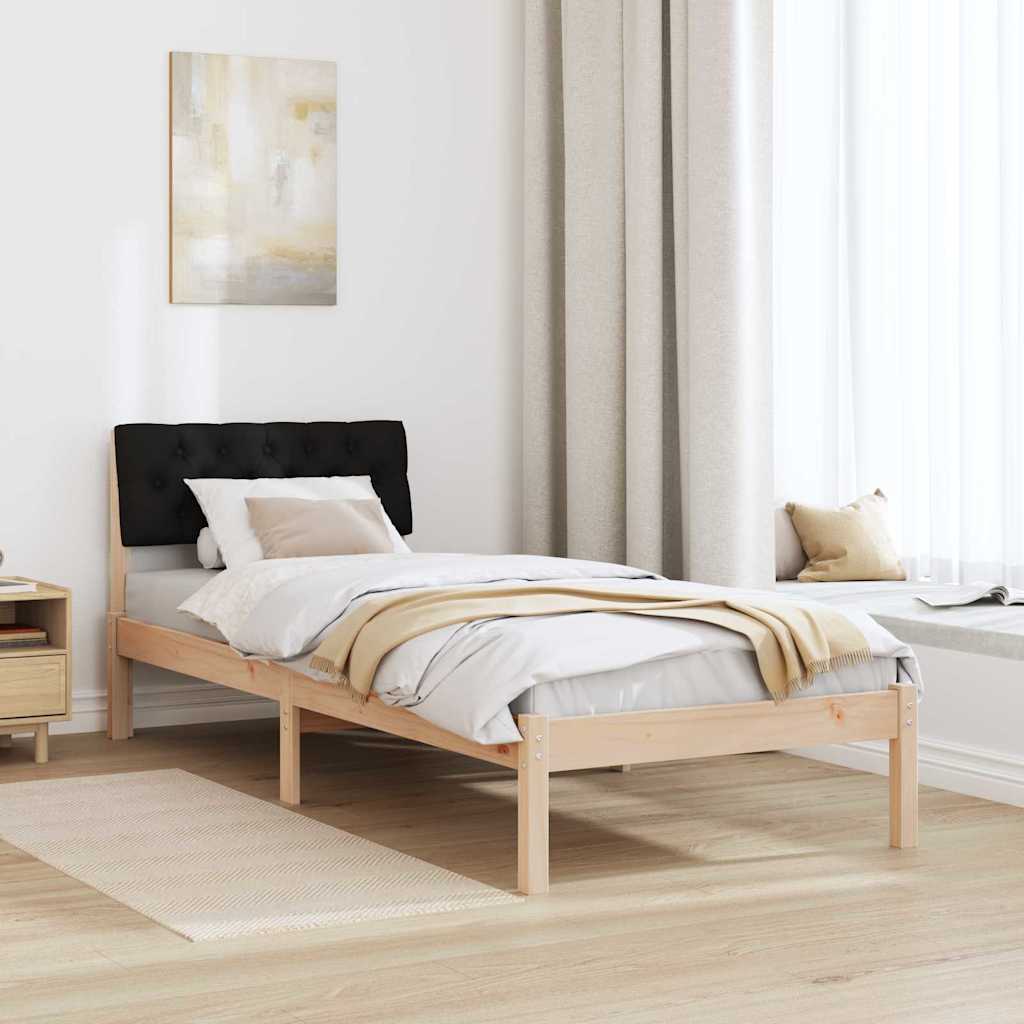 vidaXL Σκελετός Κρεβατιού Καφέ και μαύρο 75 x 190 cm Μασίφ ξύλο πεύκου