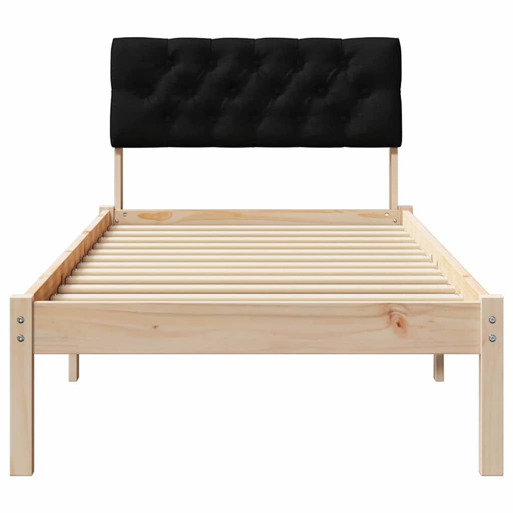 vidaXL Σκελετός Κρεβατιού Καφέ και μαύρο 75 x 190 cm Μασίφ ξύλο πεύκου