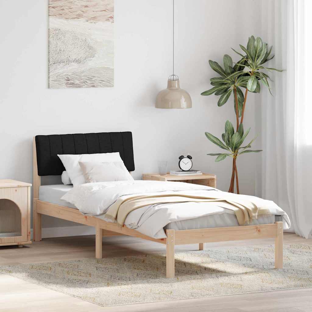 vidaXL Σκελετός Κρεβατιού Καφέ και μαύρο 75 x 190 cm Μασίφ ξύλο πεύκου