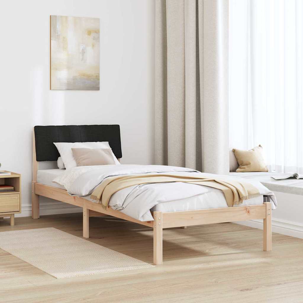 vidaXL Σκελετός Κρεβατιού Καφέ και μαύρο 75 x 190 cm Μασίφ ξύλο πεύκου