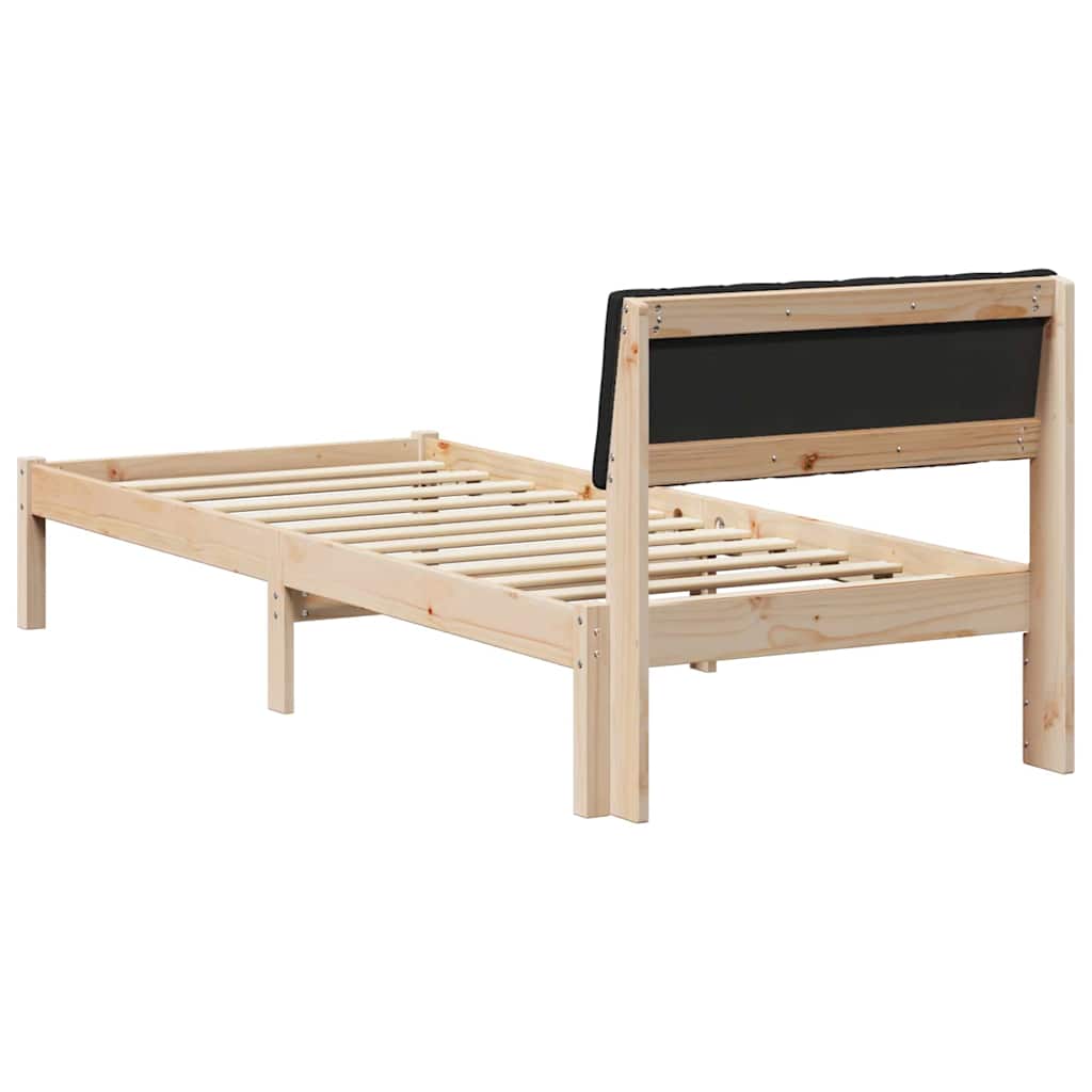 vidaXL Σκελετός Κρεβατιού Καφέ και μαύρο 75 x 190 cm Μασίφ ξύλο πεύκου