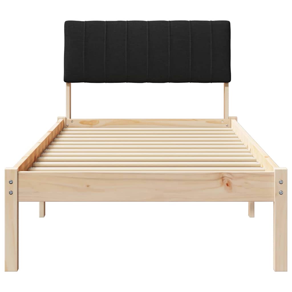 vidaXL Σκελετός Κρεβατιού Καφέ και μαύρο 75 x 190 cm Μασίφ ξύλο πεύκου
