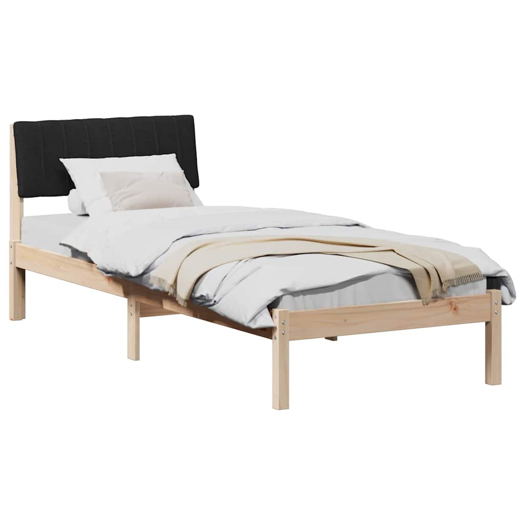 vidaXL Σκελετός Κρεβατιού Καφέ και μαύρο 75 x 190 cm Μασίφ ξύλο πεύκου