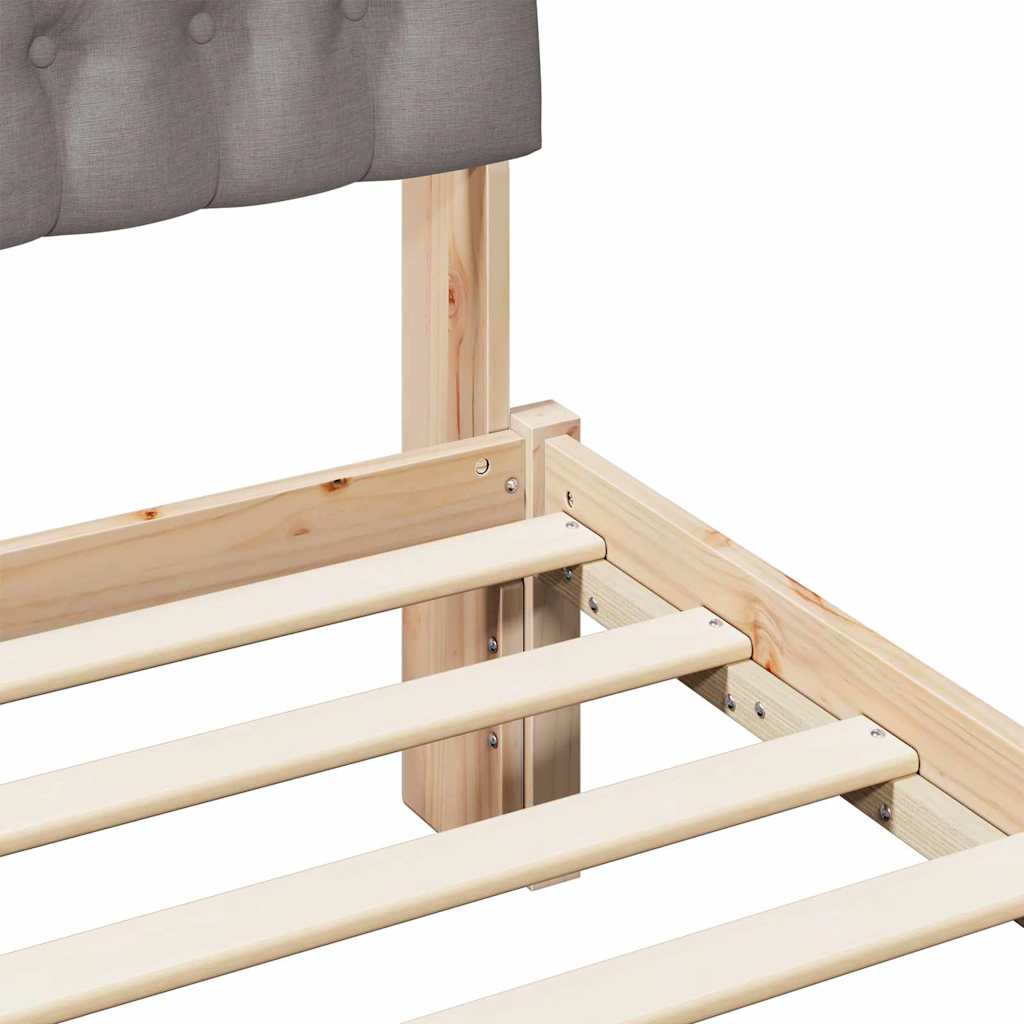 vidaXL Σκελετός Κρεβατιού με Επενδεδυμένο Κεφαλάρι Καφέ 135 x 190 cm