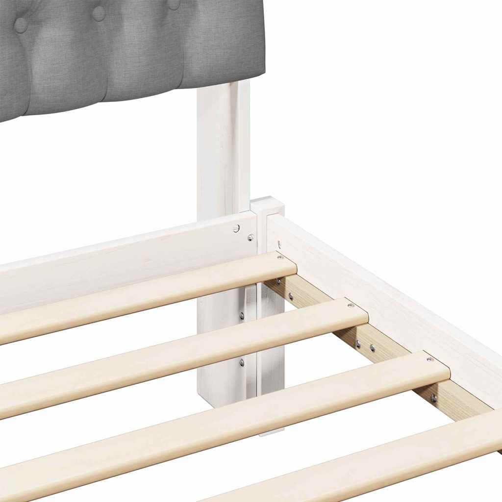 vidaXL Σκελετός Κρεβατιού με Επενδεδυμένο Κεφαλάρι Λευκό 135 x 190 cm