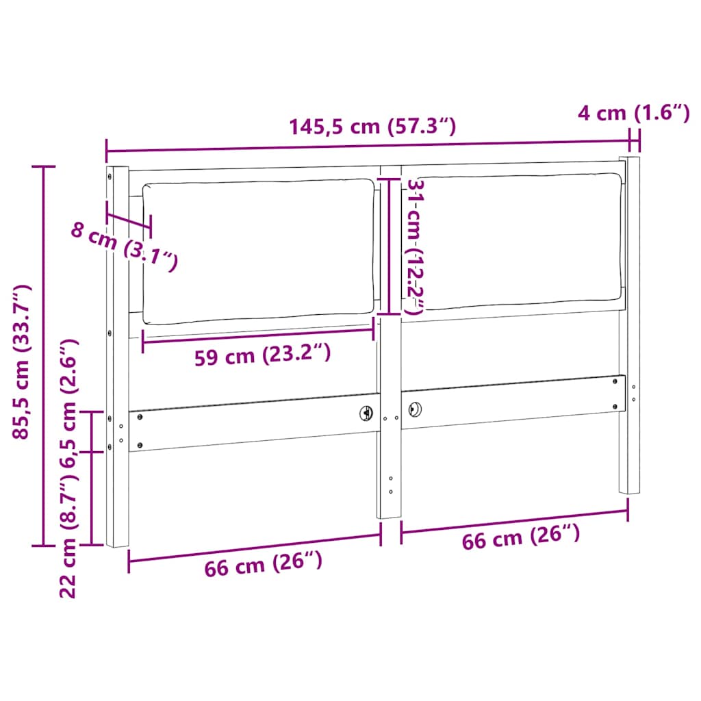 vidaXL Κεφαλάρι Άλλο Καφέ 140 cm Μασίφ ξύλο πεύκου