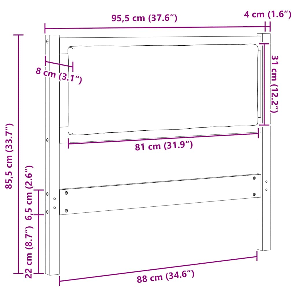 vidaXL Κεφαλάρι Άλλο Καφέ 90 cm Μασίφ ξύλο πεύκου