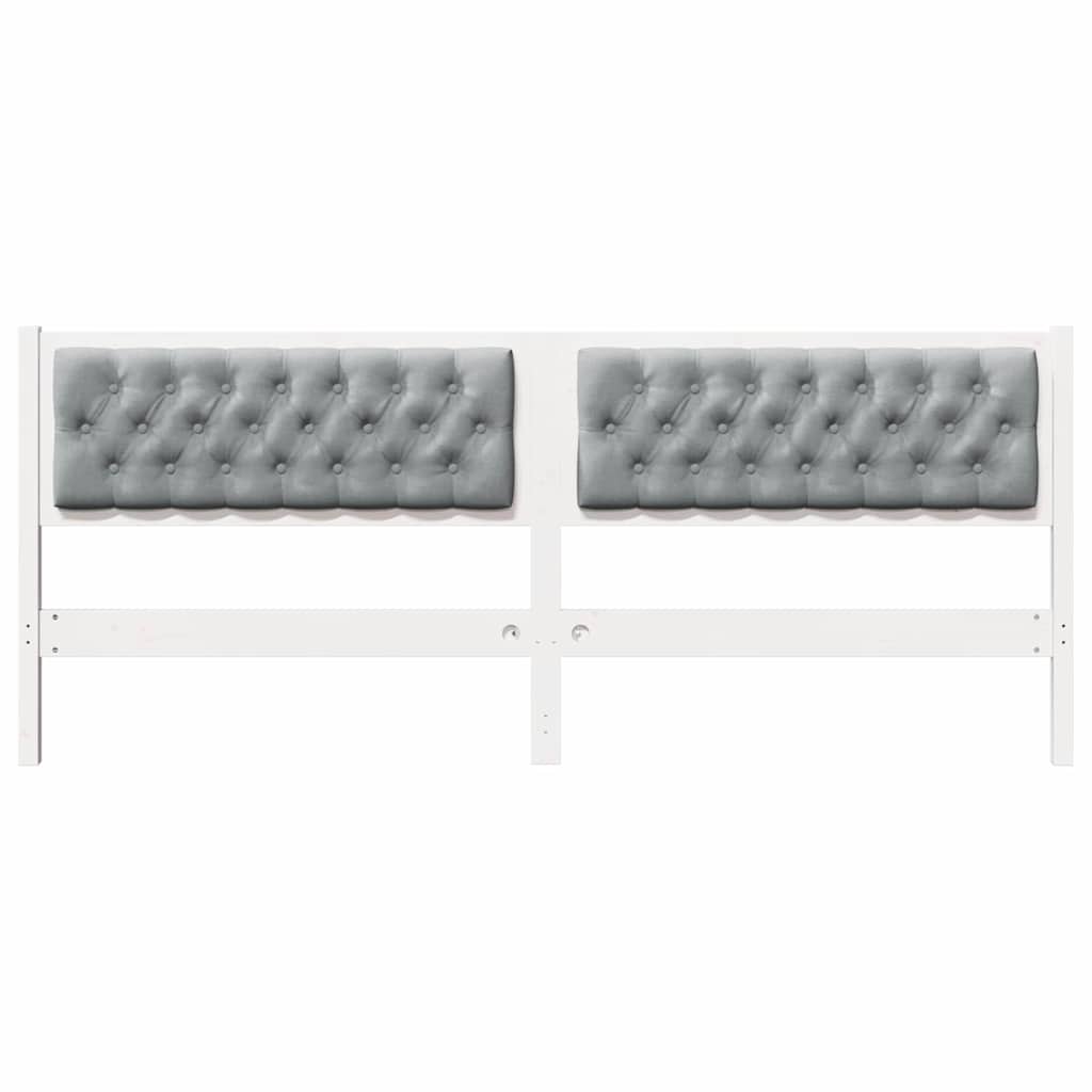 vidaXL Κεφαλάρι Άλλο Λευκό και ανοιχτό γκρι 200 cm Μασίφ ξύλο πεύκου