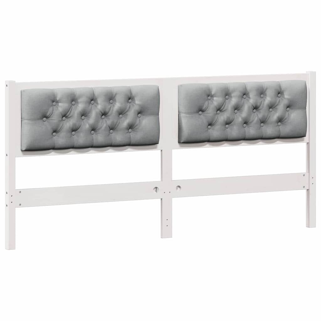 vidaXL Κεφαλάρι Άλλο Λευκό και ανοιχτό γκρι 180 cm Μασίφ ξύλο πεύκου