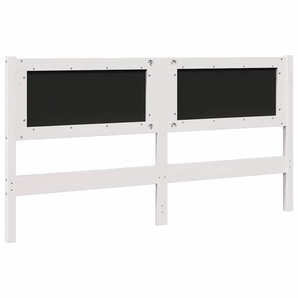 vidaXL Ταπετσαρισμένο κεφαλάρι Λευκό 150 cm Στερεά ξυλεία πεύκου