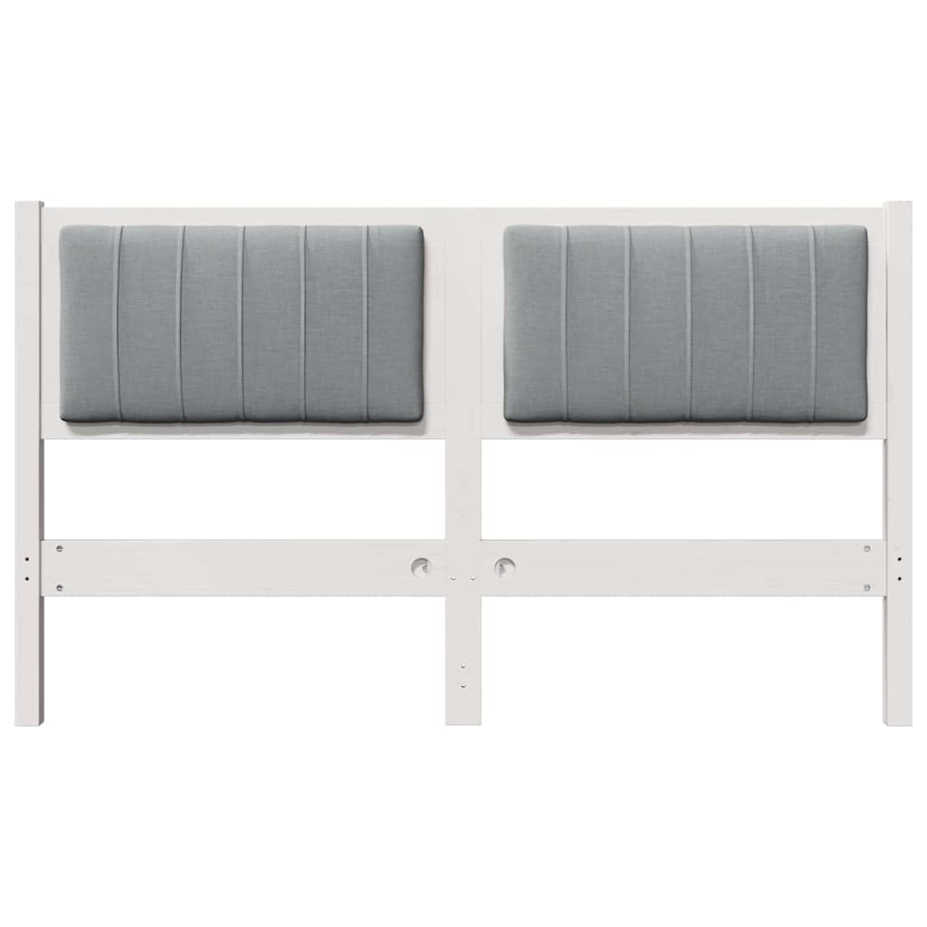 vidaXL Ταπετσαρισμένο κεφαλάρι Λευκό 140 cm Στερεά ξυλεία πεύκου