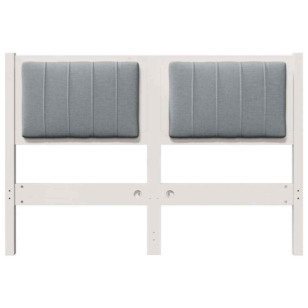 vidaXL Ταπετσαρισμένο κεφαλάρι Λευκό 120 cm Στερεά ξυλεία πεύκου