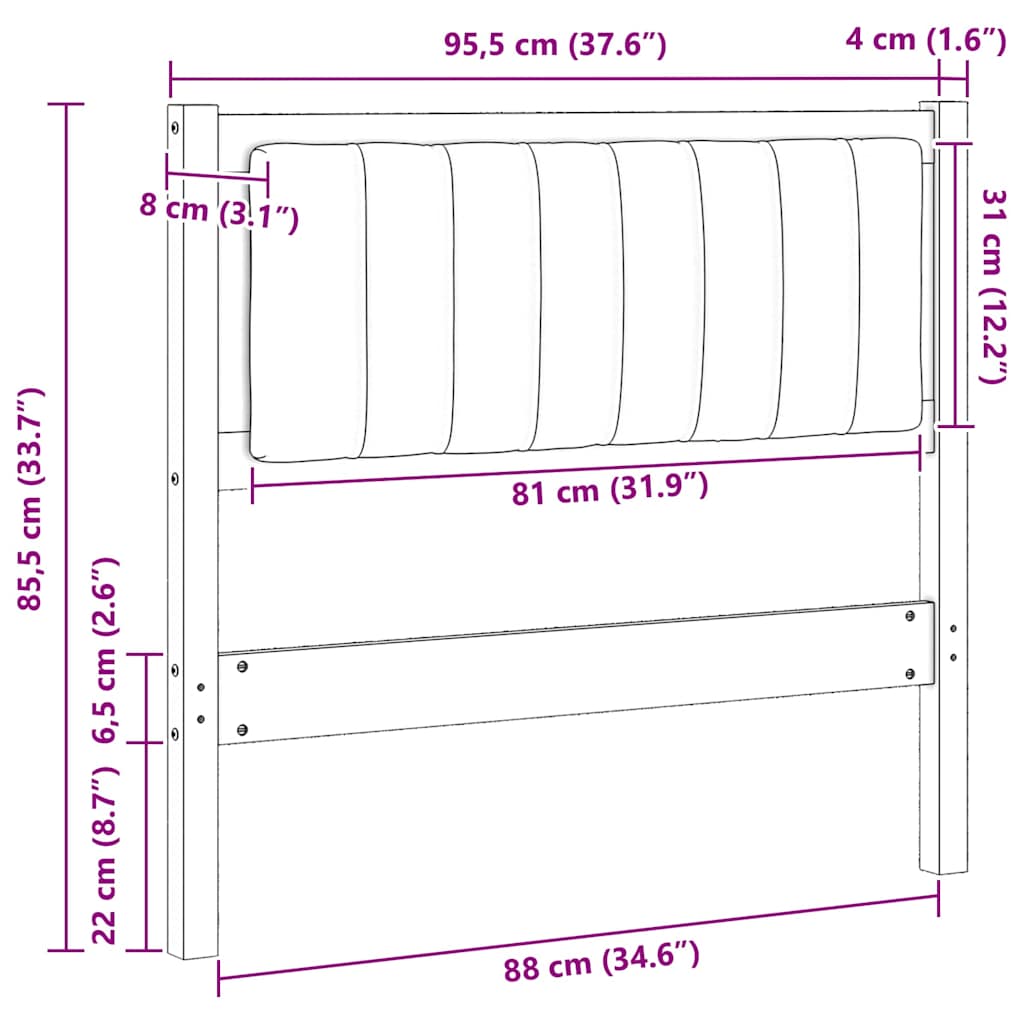 vidaXL Ταπετσαρισμένο κεφαλάρι Λευκό 90 cm Στερεά ξυλεία πεύκου