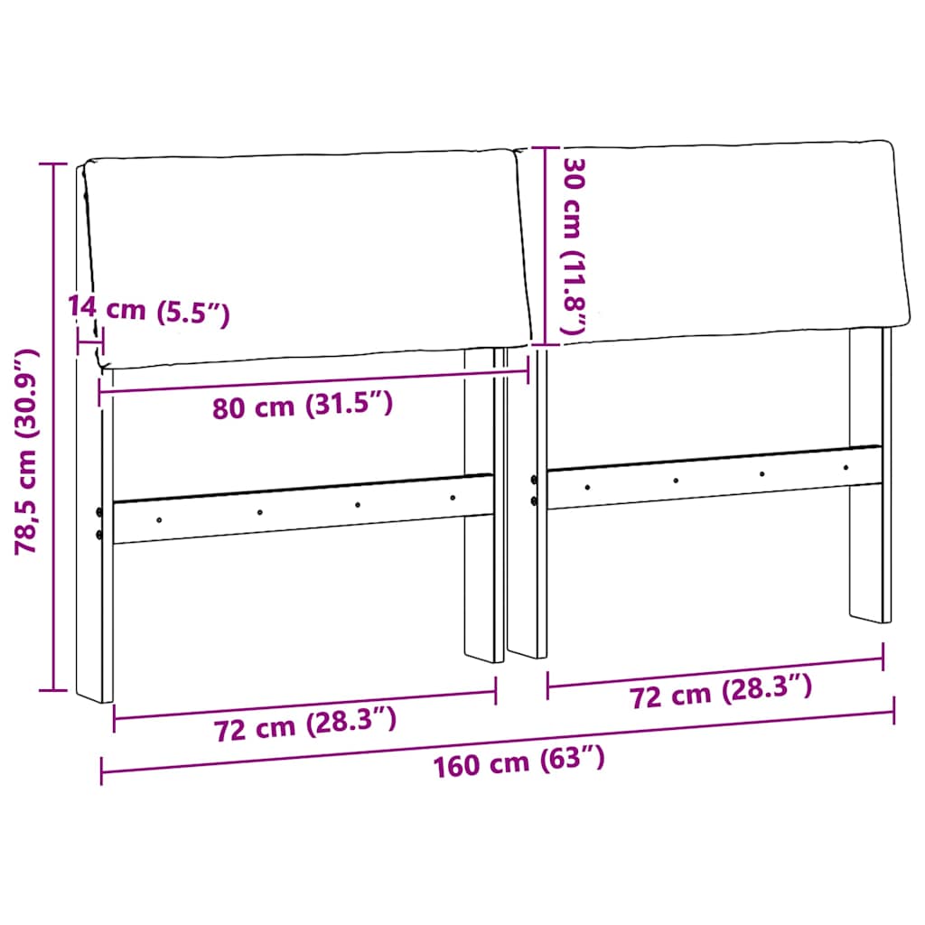 vidaXL Ταπετσαρισμένο κεφαλάρι Taupe 160 cm Στερεά ξυλεία πεύκου