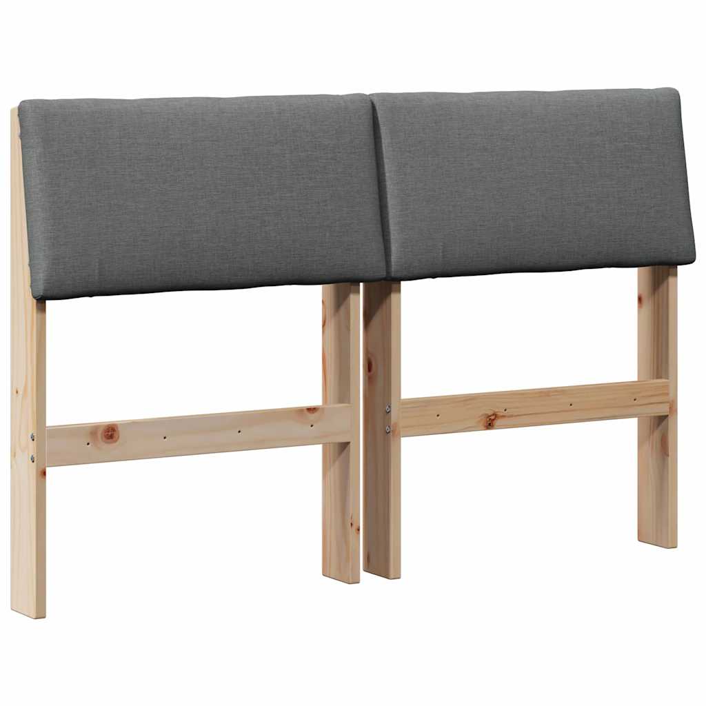 vidaXL Ταπετσαρισμένο κεφαλάρι Σκούρο Γκρι 120 cm Στερεά ξυλεία πεύκου