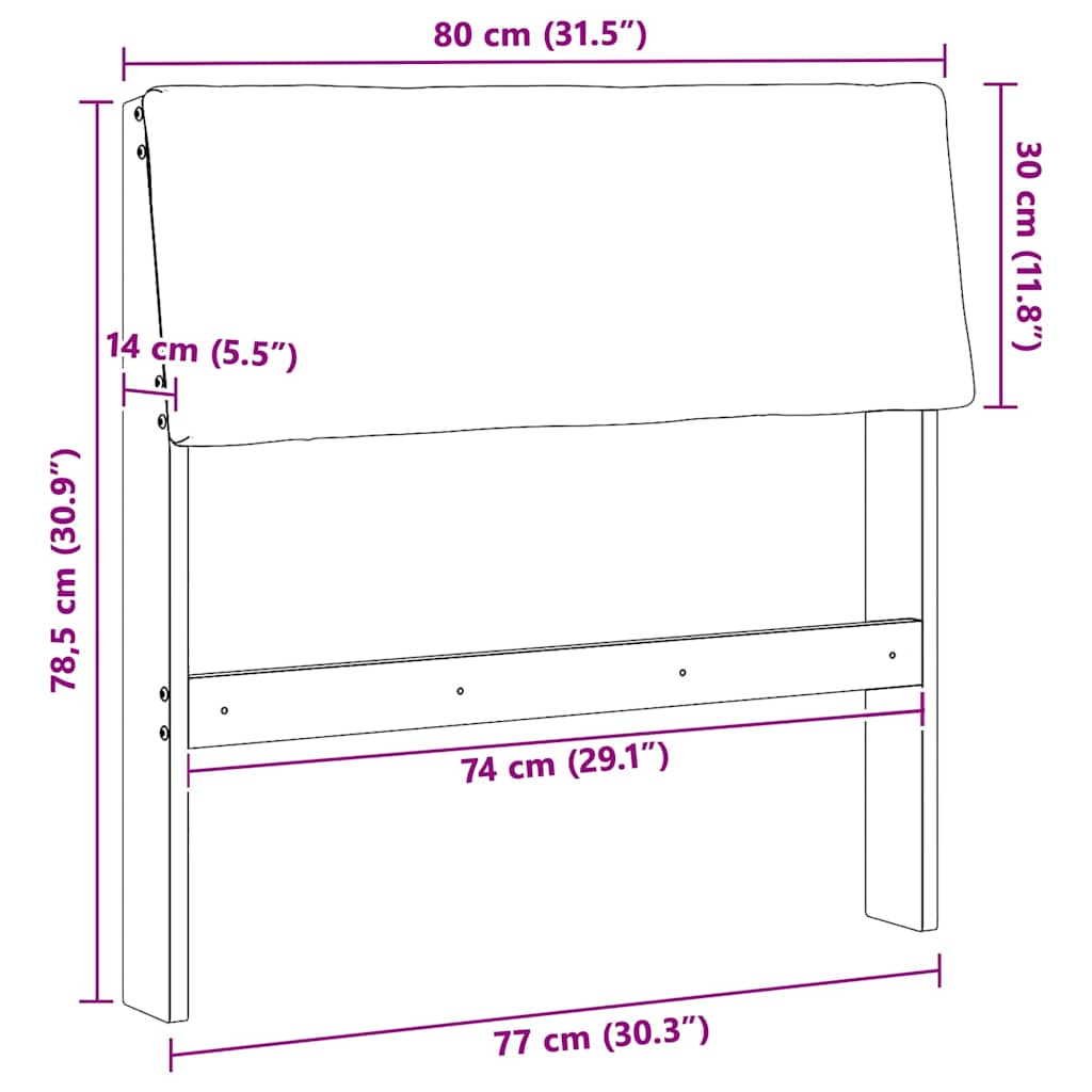vidaXL Ταπετσαρισμένο κεφαλάρι Ανοιχτό γκρι 80 cm Στερεά ξυλεία πεύκου