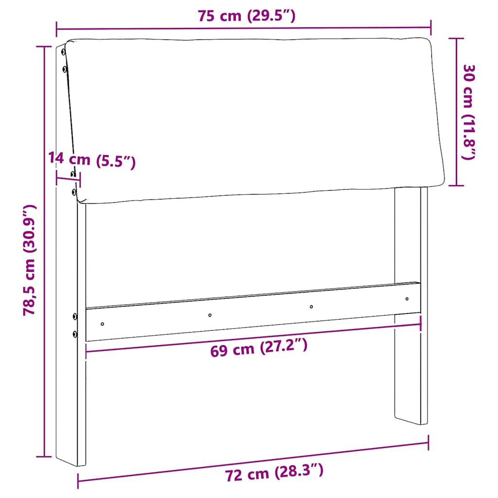 vidaXL Ταπετσαρισμένο κεφαλάρι Taupe 75 cm Στερεά ξυλεία πεύκου