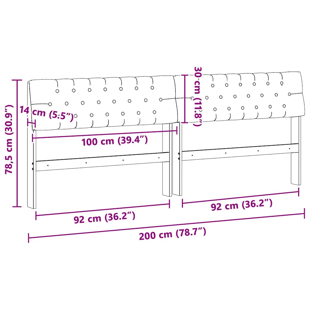 vidaXL Ταπετσαρισμένο κεφαλάρι Ανοιχτό γκρι 200 cm