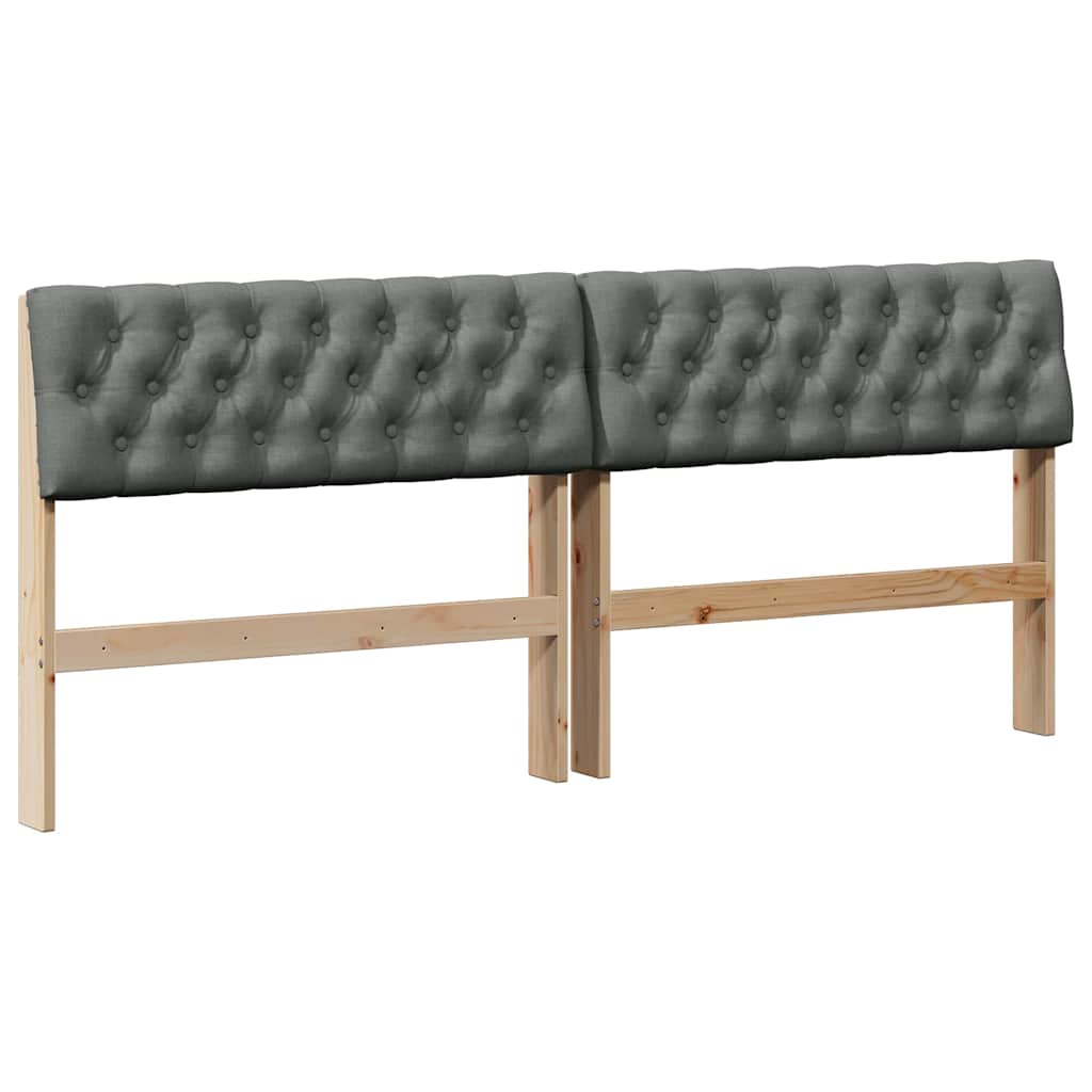 vidaXL Ταπετσαρισμένο κεφαλάρι Σκούρο Γκρι 180 cm Στερεά ξυλεία πεύκου