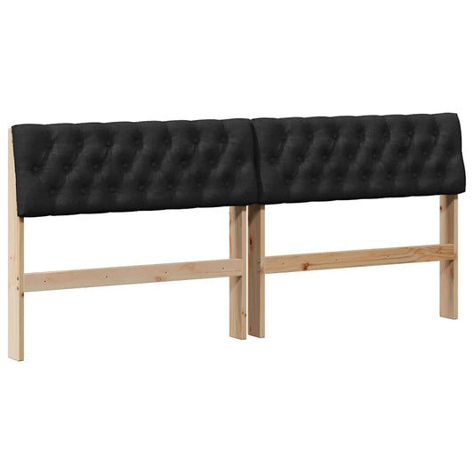 vidaXL Ταπετσαρισμένο κεφαλάρι Μαύρο 180 cm Στερεά ξυλεία πεύκου