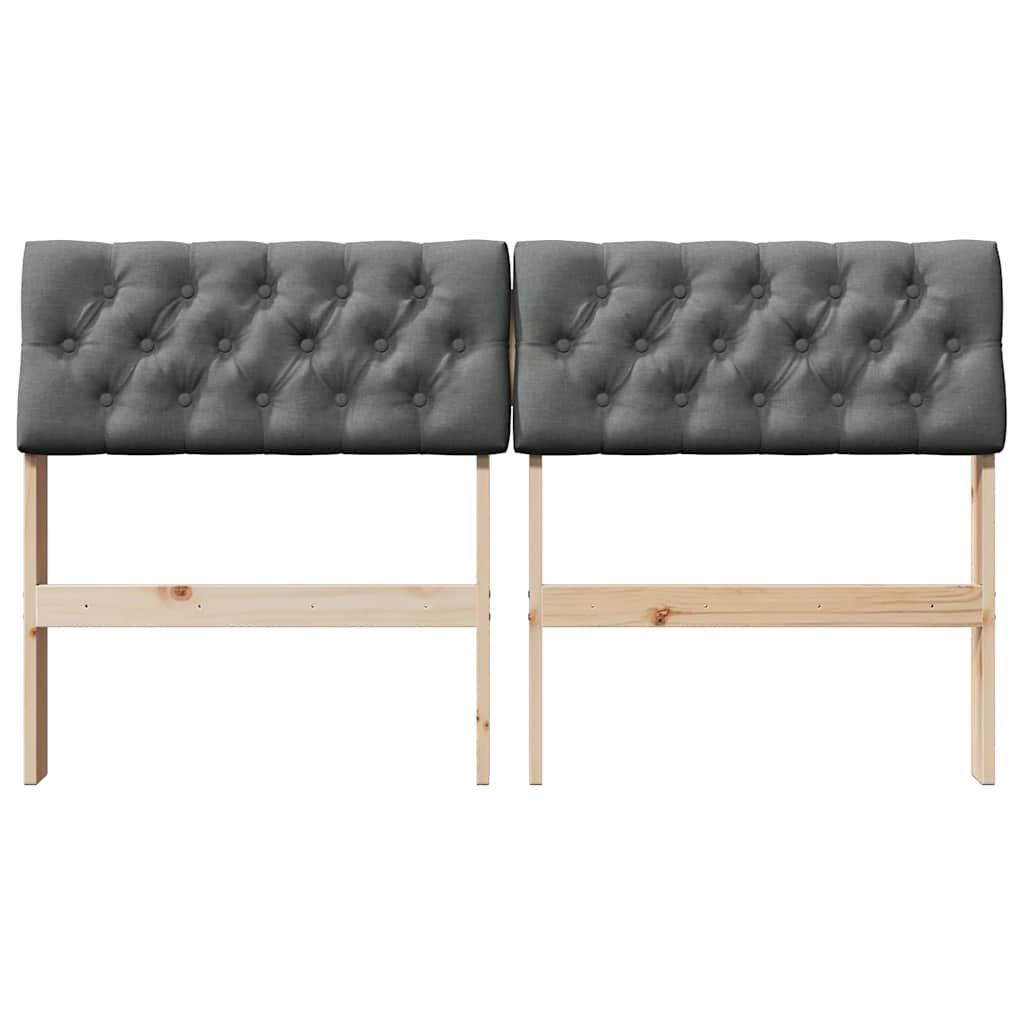 vidaXL Ταπετσαρισμένο κεφαλάρι Σκούρο Γκρι 140 cm Στερεά ξυλεία πεύκου