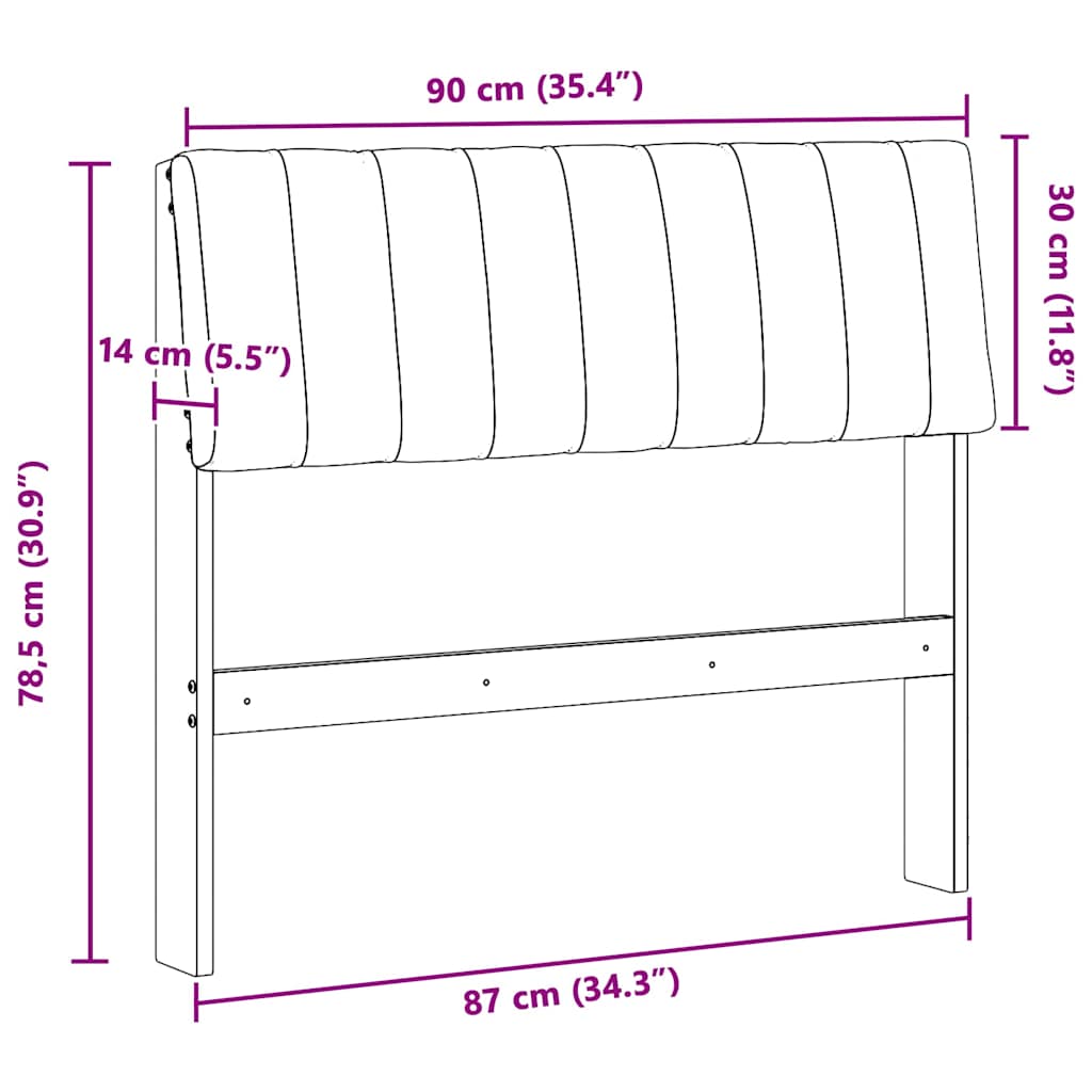 vidaXL Ταπετσαρισμένο κεφαλάρι Σκούρο Γκρι 90 cm Στερεά ξυλεία πεύκου