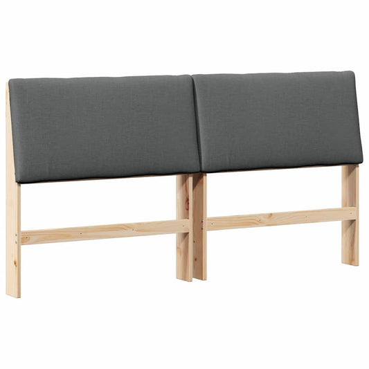 vidaXL Ταπετσαρισμένο κεφαλάρι Σκούρο Γκρι 180 cm Στερεά ξυλεία πεύκου