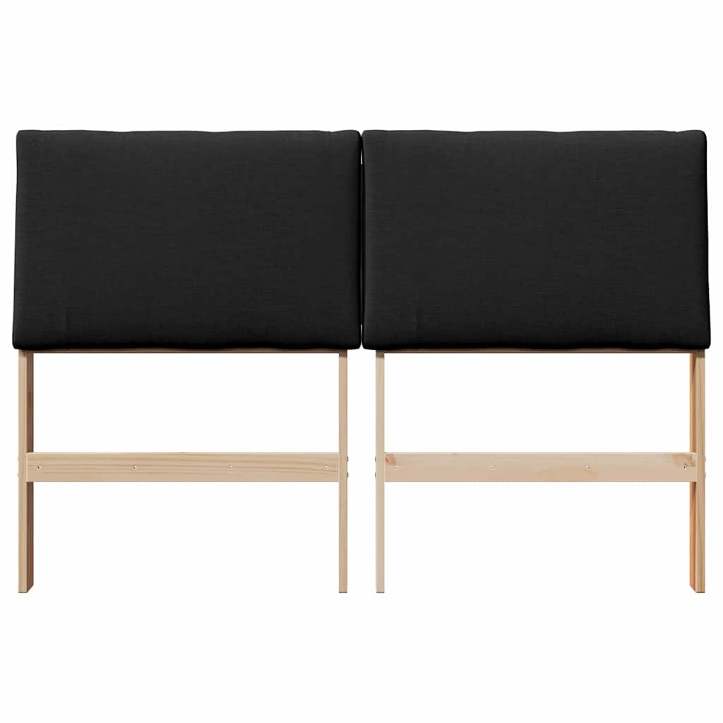 vidaXL Ταπετσαρισμένο κεφαλάρι Μαύρο 140 cm Στερεά ξυλεία πεύκου