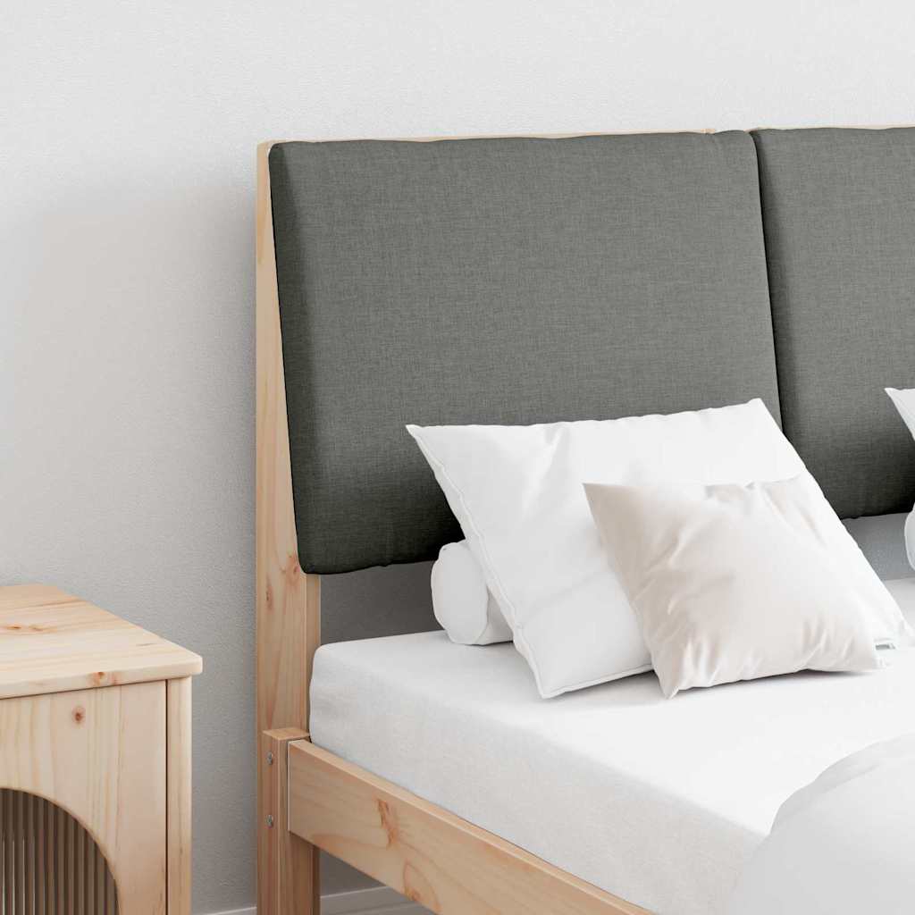 vidaXL Ταπετσαρισμένο κεφαλάρι Σκούρο Γκρι 135 cm Στερεά ξυλεία πεύκου