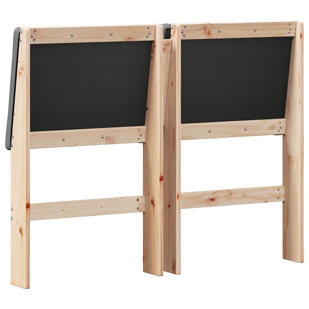 vidaXL Ταπετσαρισμένο κεφαλάρι Σκούρο Γκρι 135 cm Στερεά ξυλεία πεύκου