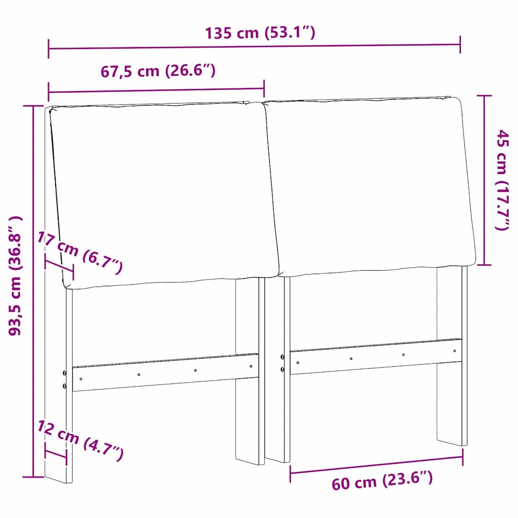 vidaXL Ταπετσαρισμένο κεφαλάρι Ανοιχτό γκρι 135 cm
