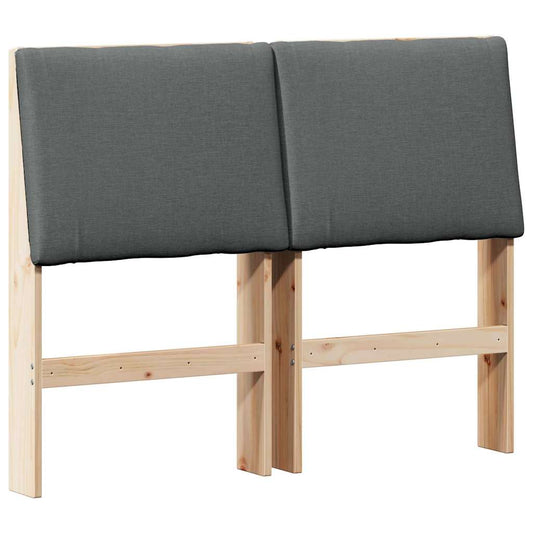vidaXL Ταπετσαρισμένο κεφαλάρι Σκούρο Γκρι 120 cm Στερεά ξυλεία πεύκου