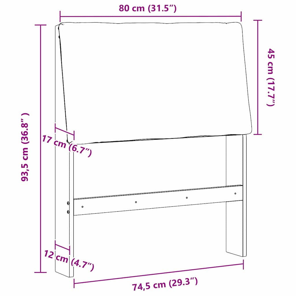 vidaXL Ταπετσαρισμένο κεφαλάρι Taupe 80 cm Στερεά ξυλεία πεύκου
