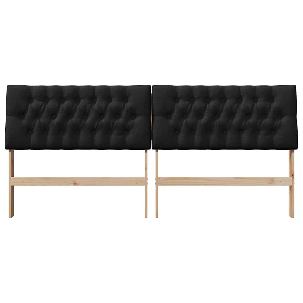 vidaXL Ταπετσαρισμένο κεφαλάρι Μαύρο 200 cm Στερεά ξυλεία πεύκου