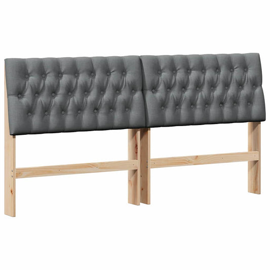 vidaXL Ταπετσαρισμένο κεφαλάρι Σκούρο Γκρι 180 cm Στερεά ξυλεία πεύκου