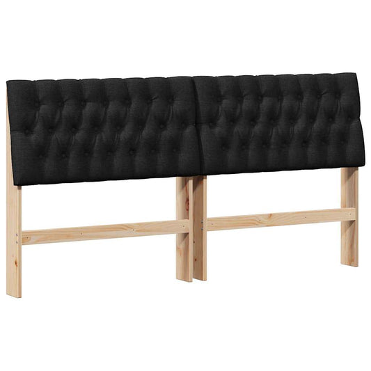 vidaXL Ταπετσαρισμένο κεφαλάρι Μαύρο 180 cm Στερεά ξυλεία πεύκου