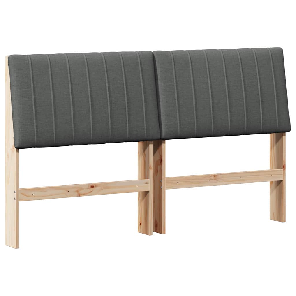 vidaXL Ταπετσαρισμένο κεφαλάρι Σκούρο Γκρι 160 cm Στερεά ξυλεία πεύκου