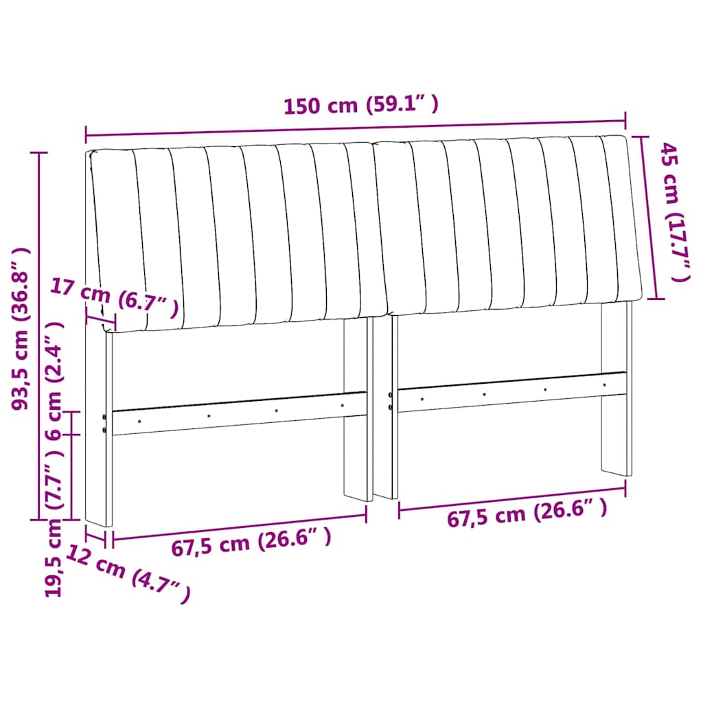 vidaXL Ταπετσαρισμένο κεφαλάρι Ανοιχτό γκρι 150 cm