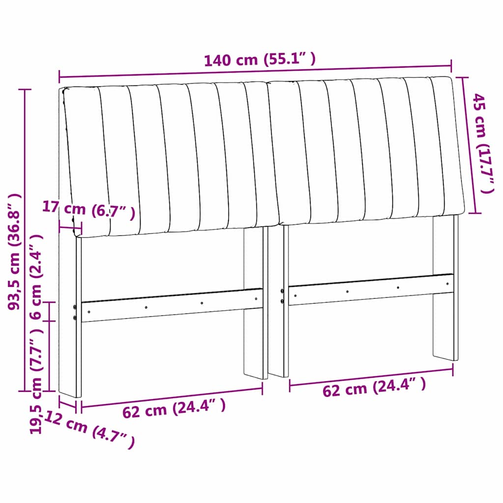 vidaXL Ταπετσαρισμένο κεφαλάρι Taupe 140 cm Στερεά ξυλεία πεύκου