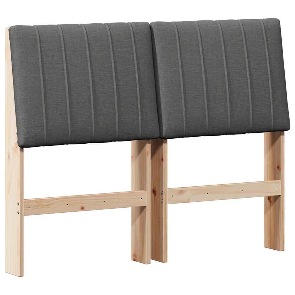 vidaXL Ταπετσαρισμένο κεφαλάρι Σκούρο Γκρι 120 cm Στερεά ξυλεία πεύκου