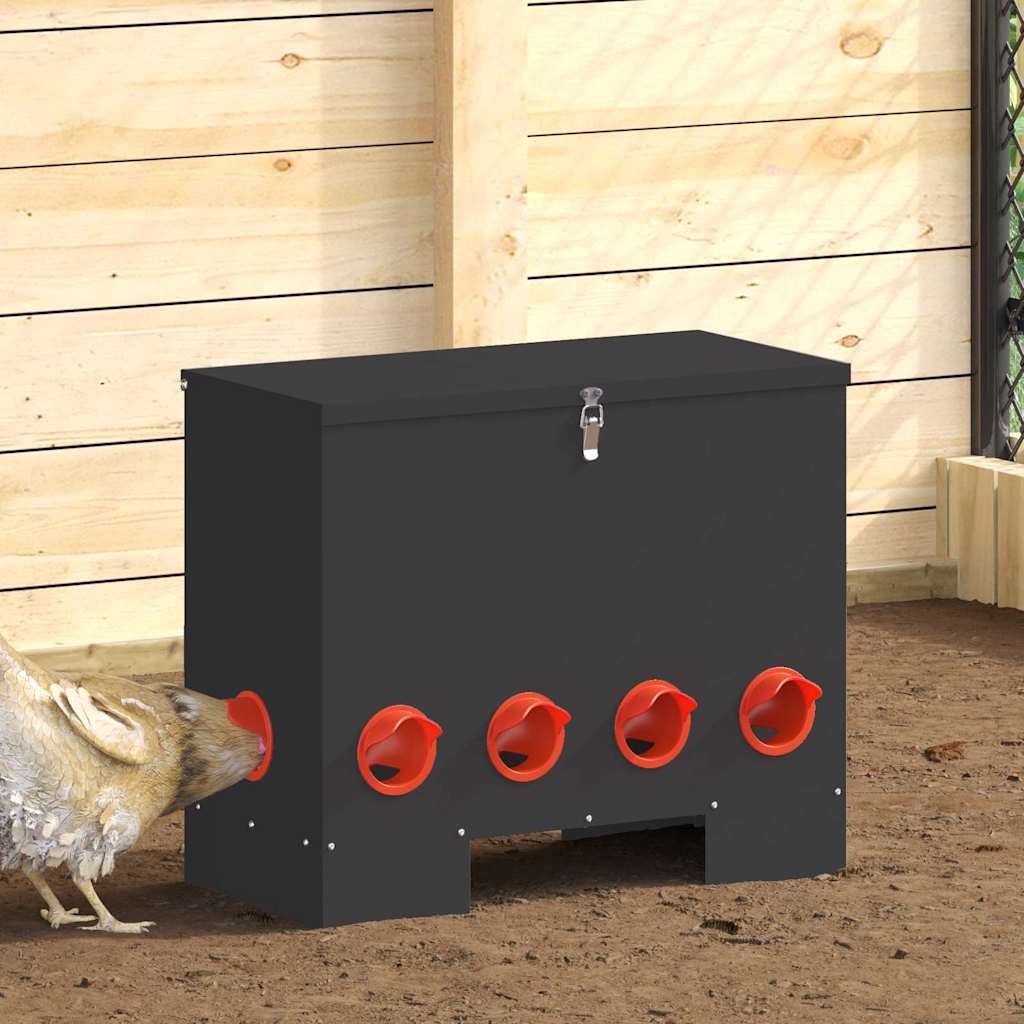 vidaXL Ταΐστρα κοτόπουλων Μαύρο 60,5 x 29 x 51 εκ. 25 kg