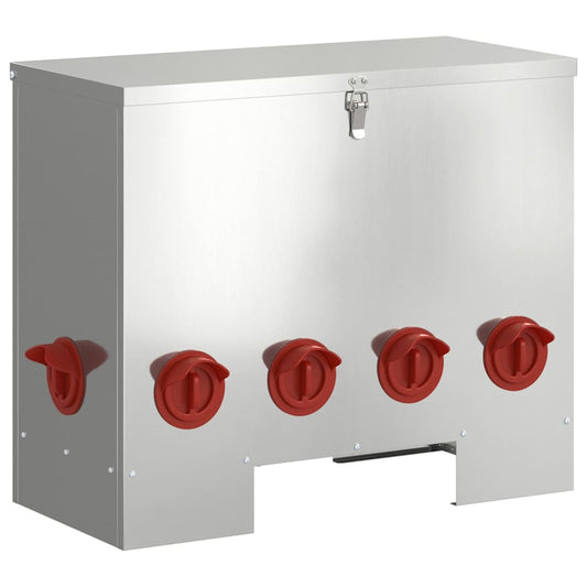 vidaXL Ταΐστρα κοτόπουλων Ασημί 60,5 x 29 x 51 εκ. 25 kg