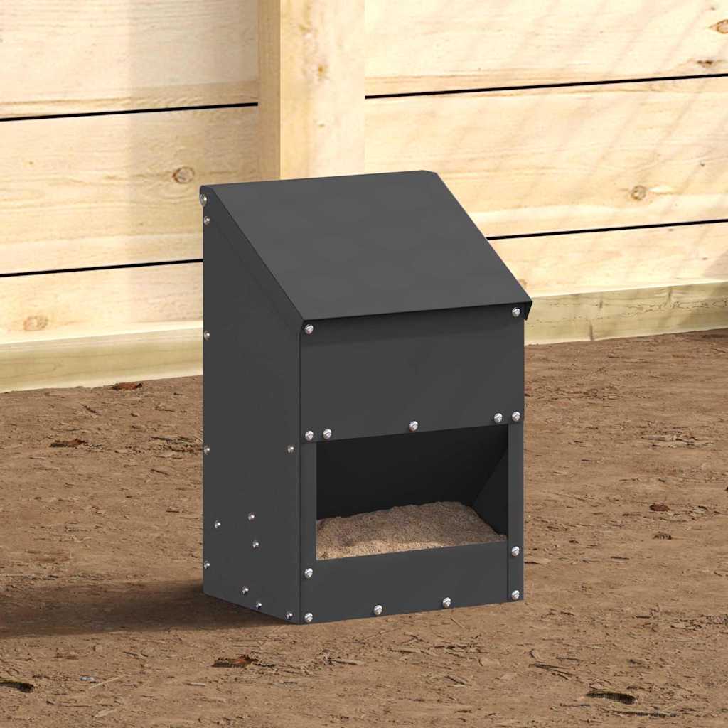 vidaXL Ταΐστρα κοτόπουλων Μαύρο 21 x 16 x 33 εκ. Ψυχρής Έλασης Χάλυβας